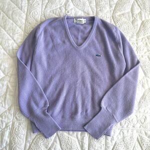 Vintage Izod Lacoste Sweater Woman’s Small V-Neck Purple Size